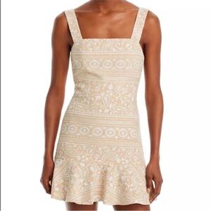 Alice + Olivia  kaidra embroidered drop waist mini Cream and white Mini Dress 8